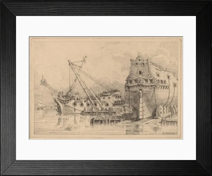Framed Print : Two Large Ships under Construction. Creator: N. Artsay