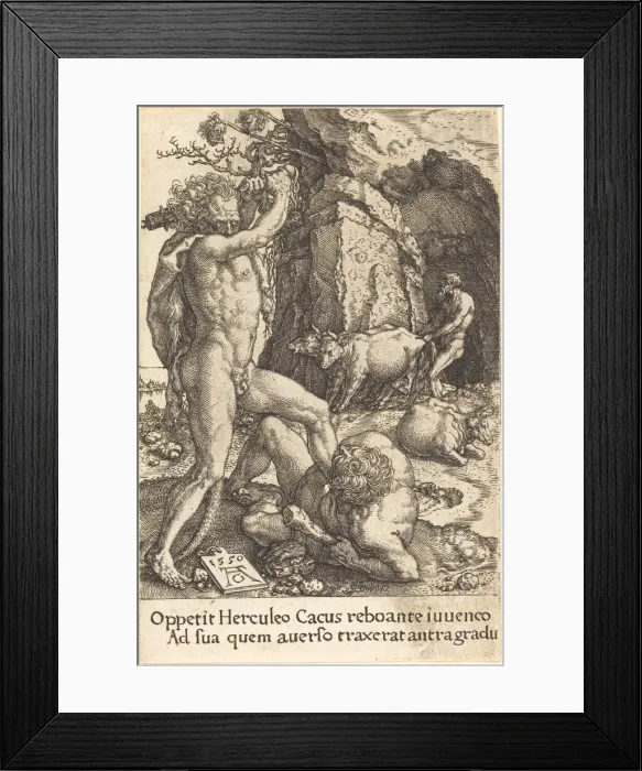 Framed Print : Hercules Killing Cacus, 1550. Creator: Heinrich Aldegrever Framed Print : Hercules Killing Cacus, 1550. Creator: Heinrich Aldegrever