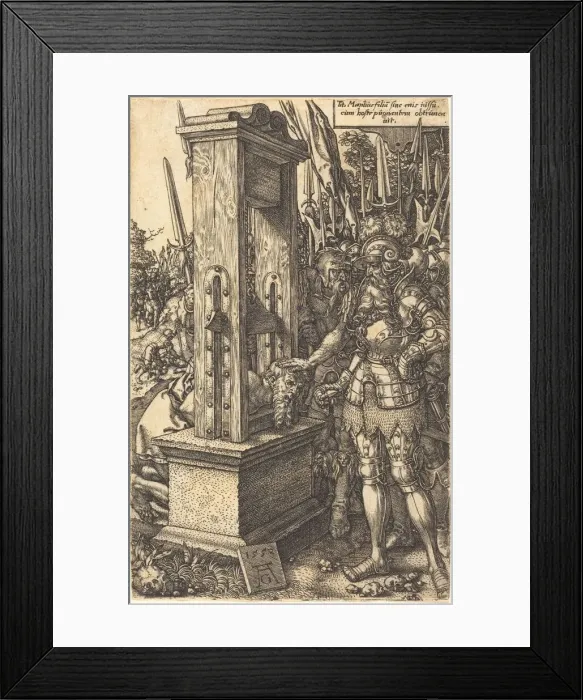 Framed Print : Titus Manlius Beheading His Son, 1553. Creator: Heinrich Aldegrever Framed Print : Titus Manlius Beheading His Son, 1553. Creator: Heinrich Aldegrever