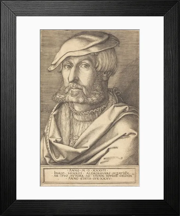 Framed Print : Self-Portrait, 1537. Creator: Heinrich Aldegrever Framed Print : Self-Portrait, 1537. Creator: Heinrich Aldegrever