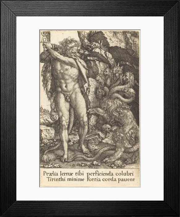 Framed Print : Hercules Fighting with the Hydra of Lernea, 1550. Creator: Heinrich Aldegrever Framed Print : Hercules Fighting with the Hydra of Lernea, 1550. Creator: Heinrich Aldegrever