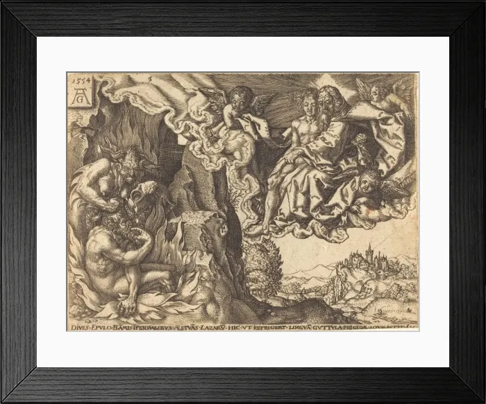 Framed Print : The Rich Man in Hell. Creator: Heinrich Aldegrever Framed Print : The Rich Man in Hell. Creator: Heinrich Aldegrever