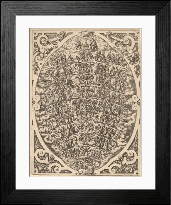Framed Print : The Hierarchy of the Heavens, 1579. Creator: Jost Ammon Framed Print : The Hierarchy of the Heavens, 1579. Creator: Jost Ammon