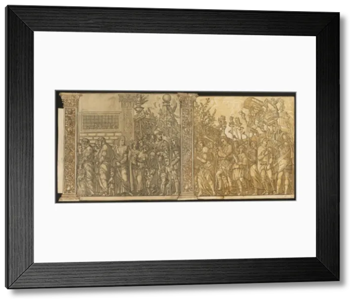 Framed Print : The Triumph of Julius Caesar [no. 7 and 8 plus 2 columns], 1599. Creator: Andrea Andreani