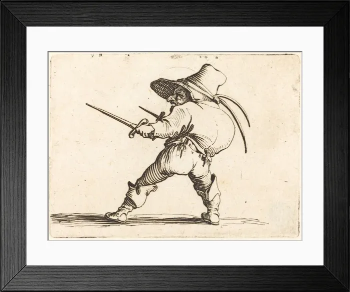Framed Print : Duellist with Sword and Dagger, c. 1622. Creator: Jacques Callot Framed Print : Duellist with Sword and Dagger, c. 1622. Creator: Jacques Callot