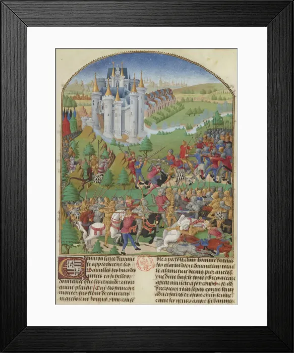 Framed Print : The Battle of Auray on 29 September 1364 (Miniature from Compillation... c. 1480 Framed Print : The Battle of Auray on 29 September 1364 (Miniature from Compillation... c. 1480