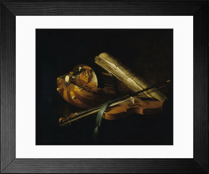 Framed Print : Still life with musical instruments, 1756. Creator: Jeaurat de Bertry Framed Print : Still life with musical instruments, 1756. Creator: Jeaurat de Bertry