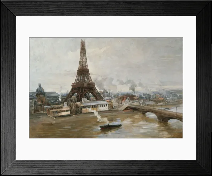 Framed Print : The Eiffel Tower seen from the Seine, 1889. Creator: Delance, Paul-Louis (1848-1924) Framed Print : The Eiffel Tower seen from the Seine, 1889. Creator: Delance, Paul-Louis (1848-1924)