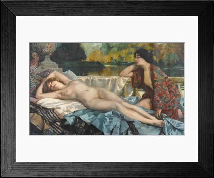 Framed Print : Repos au bord du lac, 1912. Creator: Montassier, Henri (1880-1946) Framed Print : Repos au bord du lac, 1912. Creator: Montassier, Henri (1880-1946)