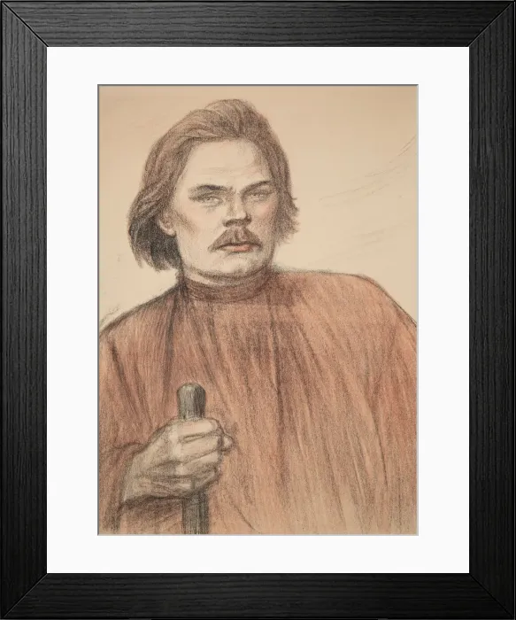 Framed Print : Portrait of the author Maxim Gorky (1868-1939), 1905. Creator: Steinlen