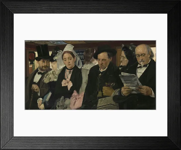 Framed Print : In an Omnibus, 1877. Creator: Carriere-Belleuse, Pierre (1851-1933) Framed Print : In an Omnibus, 1877. Creator: Carriere-Belleuse, Pierre (1851-1933)