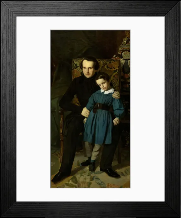 Framed Print : Portrait of Victor Hugo (1802-1885) with his son, 1836. Creator: Chatillon Framed Print : Portrait of Victor Hugo (1802-1885) with his son, 1836. Creator: Chatillon