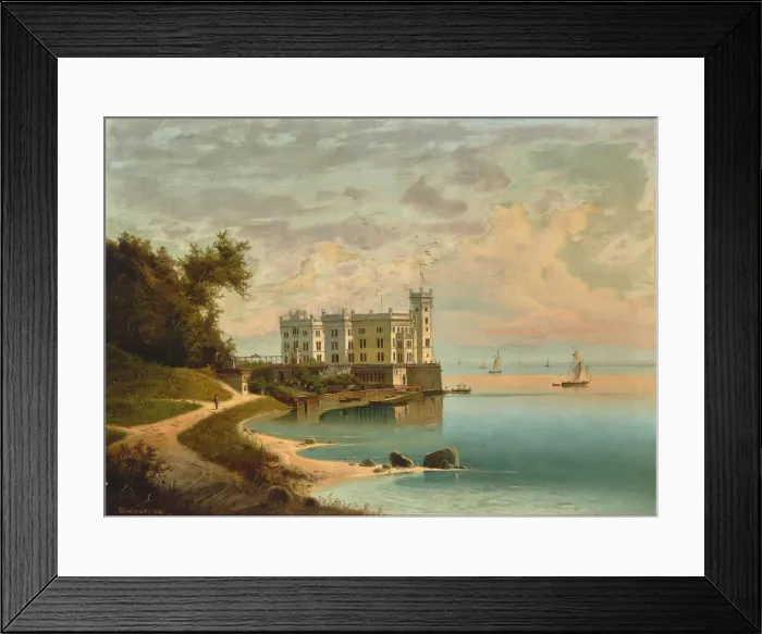 Framed Print : Miramare Castle at Trieste, 1868. Creator: Jankowski, Johann Wilhelm (1825-1870) Framed Print : Miramare Castle at Trieste, 1868. Creator: Jankowski, Johann Wilhelm (1825-1870)