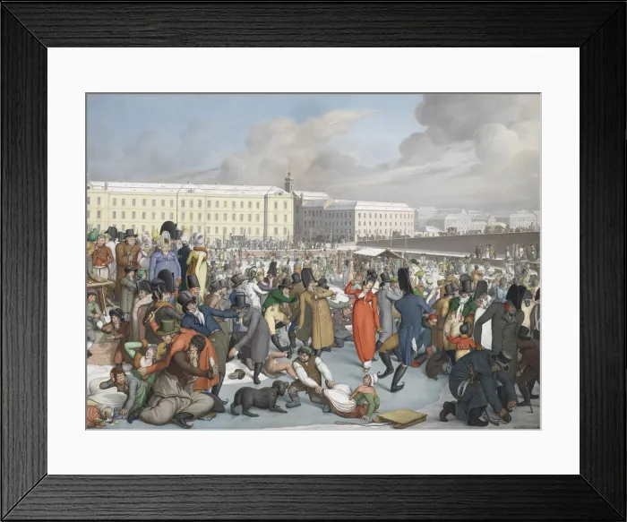 Framed Print : Ice skating in the frozen harbor of the Wiener Neustadt Canal, 1805 Framed Print : Ice skating in the frozen harbor of the Wiener Neustadt Canal, 1805