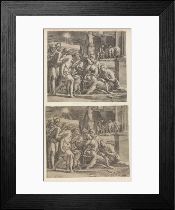 Framed Print : The Adoration of the Shepherds. Creator: Giovanni Jacopo Caraglio Framed Print : The Adoration of the Shepherds. Creator: Giovanni Jacopo Caraglio