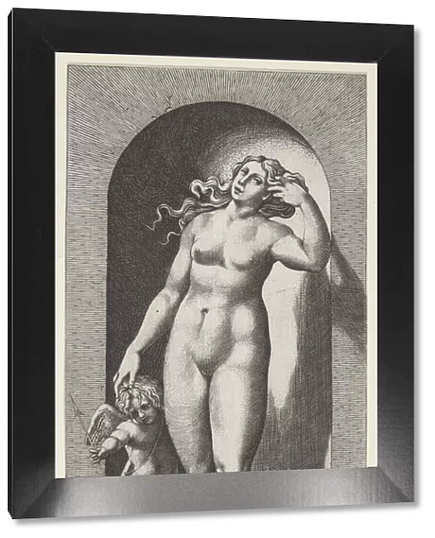Plate 10: Venus in a niche, standing on a conch shell, with Cupid to her right