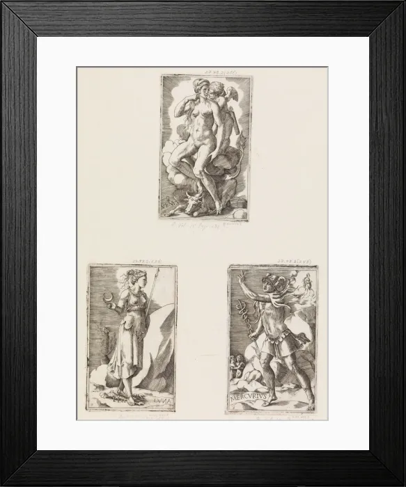 Framed Print : Mercurius, from Planets, plate 6, 1530-70. Creator: Giulio Bonasone Framed Print : Mercurius, from Planets, plate 6, 1530-70. Creator: Giulio Bonasone