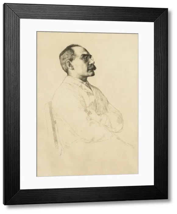 Framed Print : Portrait of Rudyard Kipling (1865-1936). Creator: Strang, William (1859-1921) Framed Print : Portrait of Rudyard Kipling (1865-1936). Creator: Strang, William (1859-1921)