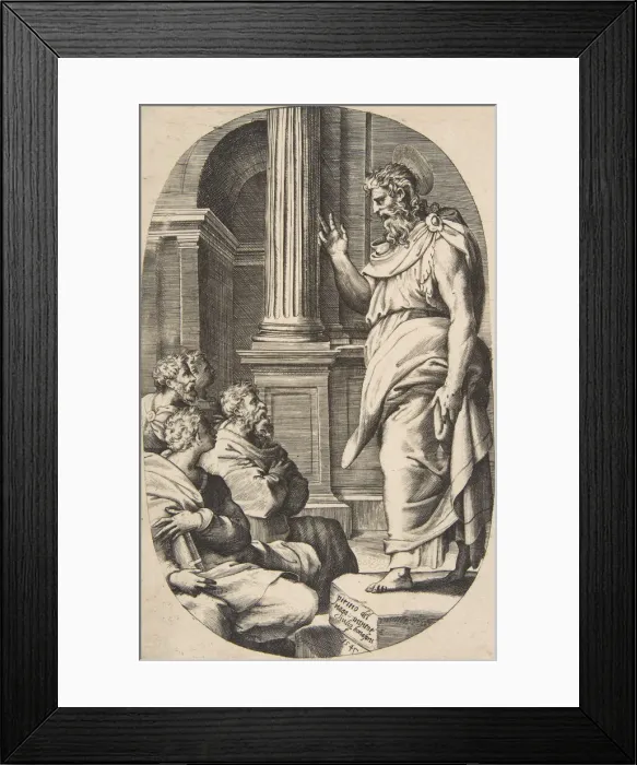 Framed Print : Saint Paul Preaching, an oval composition, 1547. Creator: Giulio Bonasone Framed Print : Saint Paul Preaching, an oval composition, 1547. Creator: Giulio Bonasone