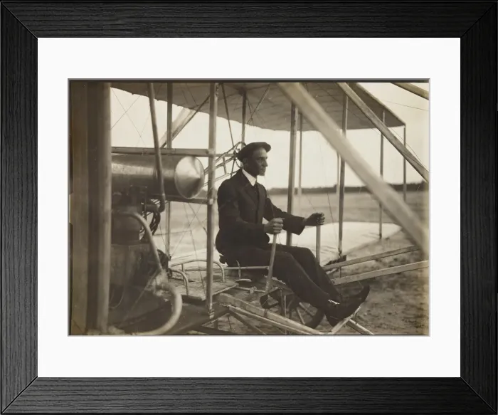 Framed Print : Wilbur Wright in the flyer, 1908. Creator: Anonymous Framed Print : Wilbur Wright in the flyer, 1908. Creator: Anonymous