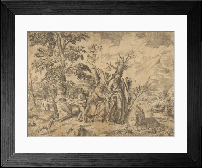 Framed Print : The Rest on the Flight into Egypt, Joseph at right, the Virgin holds the Christ Child i Framed Print : The Rest on the Flight into Egypt, Joseph at right, the Virgin holds the Christ Child i