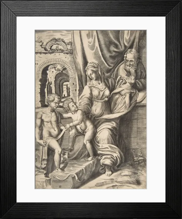 Framed Print : The Holy Family and the infant John the Baptist, 1531-76. 1531-76 Framed Print : The Holy Family and the infant John the Baptist, 1531-76. 1531-76