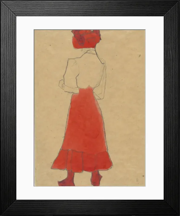 Framed Print : Woman with red skirt, c. 1909. Creator: Schiele, Egon (1890-1918) Framed Print : Woman with red skirt, c. 1909. Creator: Schiele, Egon (1890-1918)