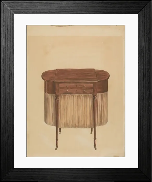 Framed Print : Sheraton Mahogany Sewing Table, 1935 / 1942. Creator: Ferdinand Cartier Framed Print : Sheraton Mahogany Sewing Table, 1935 / 1942. Creator: Ferdinand Cartier