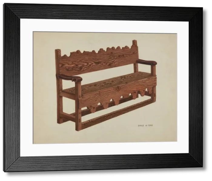 Framed Print : Mission Bench, c. 1939. Creator: Emile Cero Framed Print : Mission Bench, c. 1939. Creator: Emile Cero