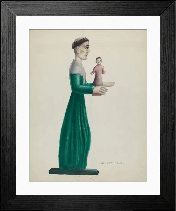 Framed Print : Carved and Painted Wooden Santo (St. Joseph), 1935 / 1942. Creator: Majel G. Claflin Framed Print : Carved and Painted Wooden Santo (St. Joseph), 1935 / 1942. Creator: Majel G. Claflin