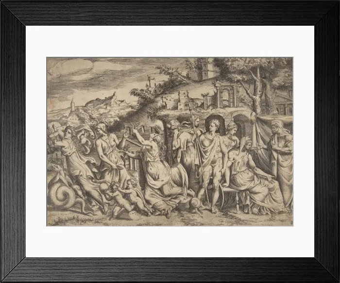 Framed Print : The story of Jason and Medea at the left she carries off her son, in the middle she is Framed Print : The story of Jason and Medea at the left she carries off her son, in the middle she is