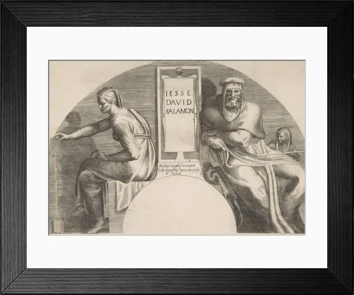 Framed Print : The ancestors of Christ flanking an inscribed tablet, an arched top composition, 1531-76 Framed Print : The ancestors of Christ flanking an inscribed tablet, an arched top composition, 1531-76