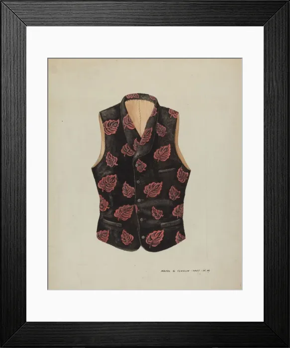 Framed Print : Embroidered Velvet Vest, c. 1937. Creator: Majel G. Claflin