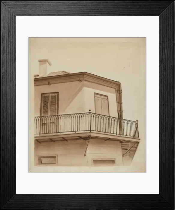 Framed Print : Wrought Iron Balcony Rail, c. 1936. Creator: Al Curry Framed Print : Wrought Iron Balcony Rail, c. 1936. Creator: Al Curry