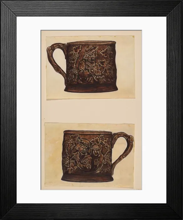 Framed Print : Toby Mug Set (2 pieces), c. 1936. Creator: John Cutting Framed Print : Toby Mug Set (2 pieces), c. 1936. Creator: John Cutting