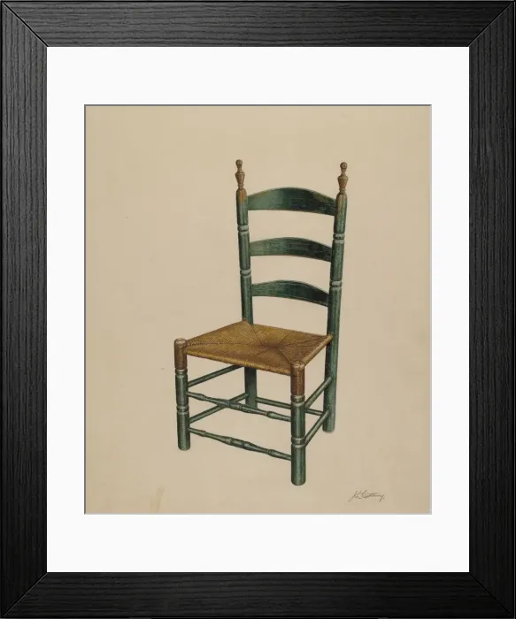Framed Print : Ladder Back Chair, c. 1939. Creator: John Cutting Framed Print : Ladder Back Chair, c. 1939. Creator: John Cutting
