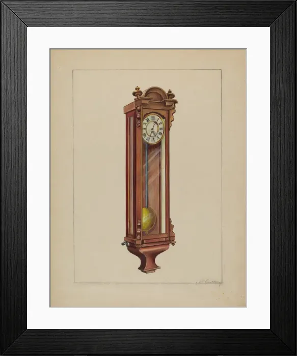 Framed Print : Wall Clock, c. 1937. Creator: John Cutting Framed Print : Wall Clock, c. 1937. Creator: John Cutting
