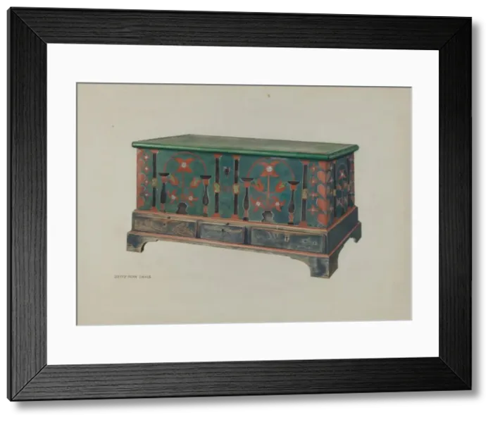 Framed Print : Pa. German Chest, c. 1938. Creator: Betty Jean Davis Framed Print : Pa. German Chest, c. 1938. Creator: Betty Jean Davis