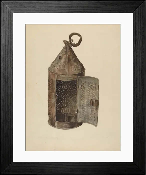 Framed Print : Sheet Iron Lantern, c. 1938. Creator: Isabelle De Strange Framed Print : Sheet Iron Lantern, c. 1938. Creator: Isabelle De Strange