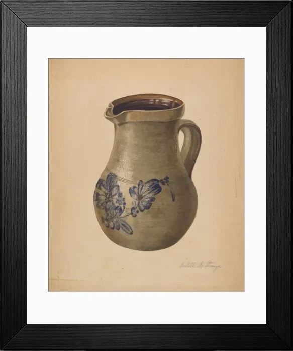Framed Print : Stoneware Pitcher, c. 1938. Creator: Isabelle De Strange Framed Print : Stoneware Pitcher, c. 1938. Creator: Isabelle De Strange