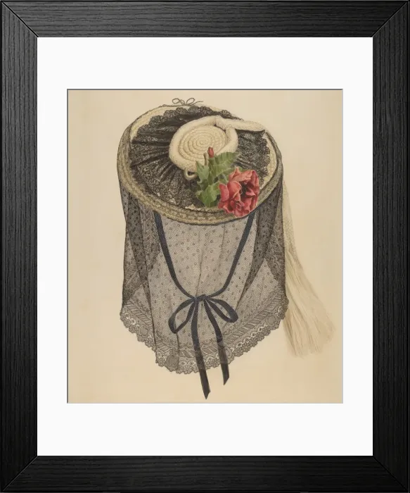 Framed Print : Lace and Straw Bonnet, c. 1940. Creator: Henry De Wolfe Framed Print : Lace and Straw Bonnet, c. 1940. Creator: Henry De Wolfe