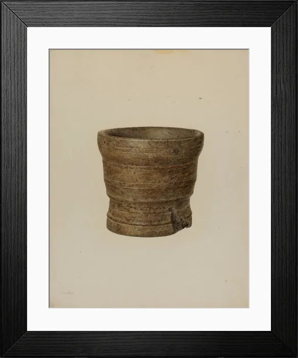 Framed Print : Mortar, c. 1940. Creator: Hester Duany Framed Print : Mortar, c. 1940. Creator: Hester Duany