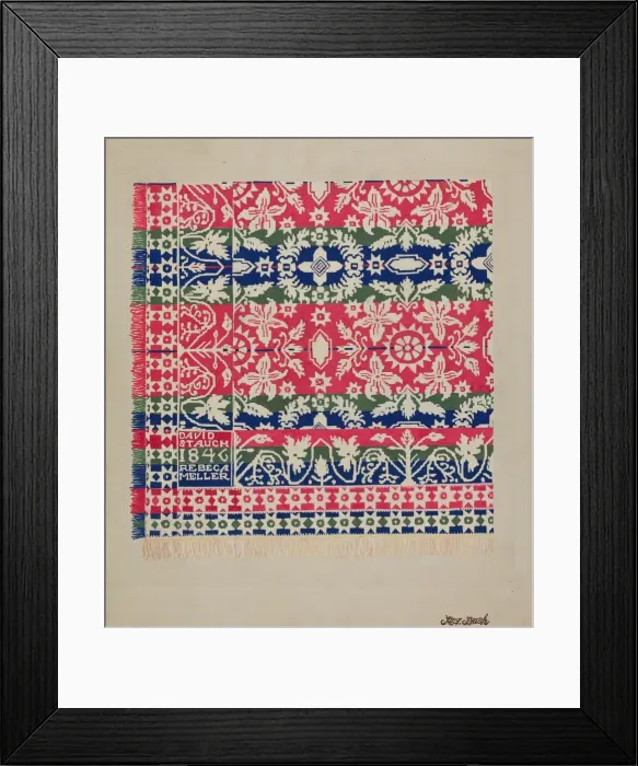 Framed Print : Coverlet, c. 1937. Creator: Rex F Bush Framed Print : Coverlet, c. 1937. Creator: Rex F Bush
