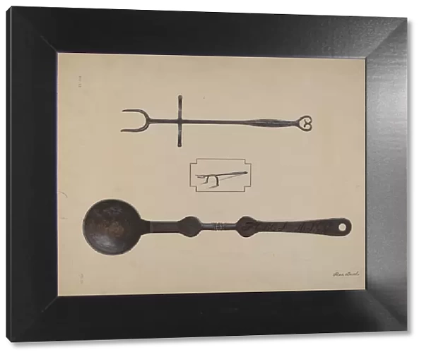 Fork and Ladle, c. 1937. Creator: Rex F Bush