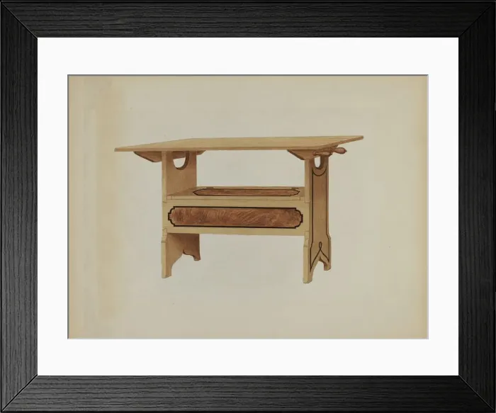 Framed Print : Pa. German Hutch Table, c. 1936. Creator: Rex F Bush Framed Print : Pa. German Hutch Table, c. 1936. Creator: Rex F Bush