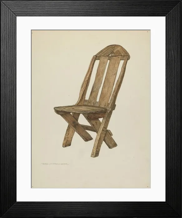 Framed Print : Miners Chair - Hand Made, c. 1940. Creator: Rose Campbell-Gerke Framed Print : Miners Chair - Hand Made, c. 1940. Creator: Rose Campbell-Gerke
