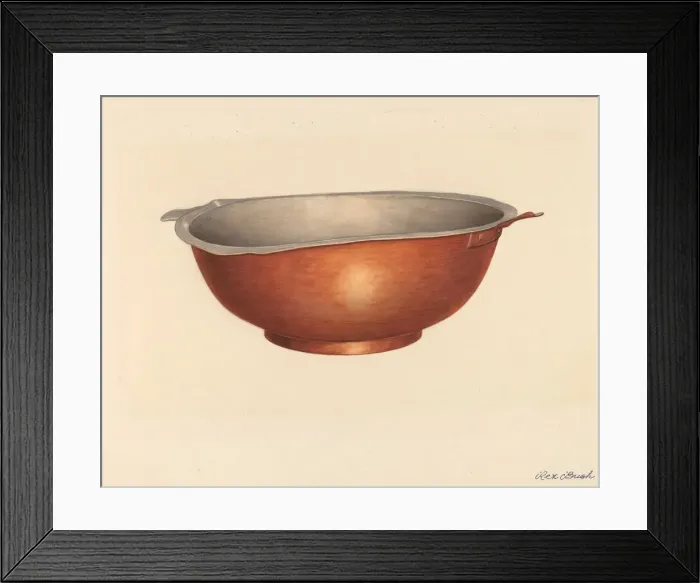 Framed Print : Copper Bowl, c. 1938. Creator: Rex F Bush Framed Print : Copper Bowl, c. 1938. Creator: Rex F Bush