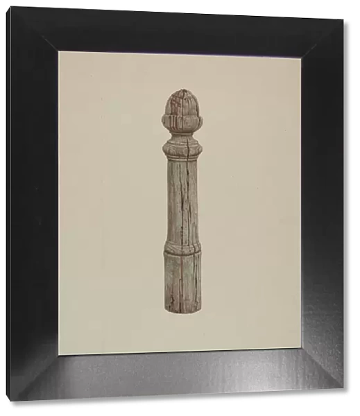 Carved Wooden Hitching Post, c. 1939. Creator: Rose Campbell-Gerke