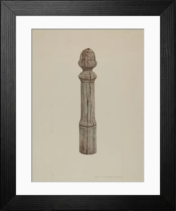 Framed Print : Carved Wooden Hitching Post, c. 1939. Creator: Rose Campbell-Gerke Framed Print : Carved Wooden Hitching Post, c. 1939. Creator: Rose Campbell-Gerke