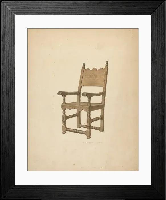 Framed Print : Sacristy Chair, c. 1939. Creator: Rose Campbell-Gerke Framed Print : Sacristy Chair, c. 1939. Creator: Rose Campbell-Gerke